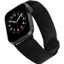Black Stainless Steel Mesh Band designed for Apple Watch 42mm (Series 1-3 only) & 44/45/46/49mm (Ultra & Ultra 2) - Black
