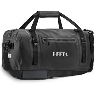 HEETA Waterproof Motorcycle Dry Bag, Waterproof Duffel Luggage Travel Bags with Zippered Closure & Pocket, Shoulder Straps, Large Space for Motorcycling Camping Commuting Boating (Black, 50L)