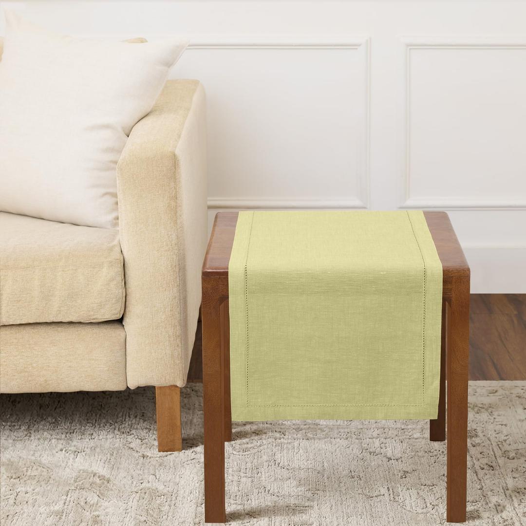 Solino Home 100% Pure Linen Table Runner Butter Yellow, Milan 14 x 72 in