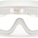 Petites Pommes Adult Swim Goggles for Ages 14+  Lightweight Silicone, Anti-Fog Wide Lens, Hair-Safe Buckle, Cotton Pouch (Crme)