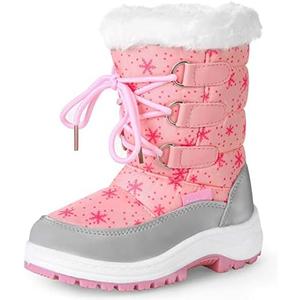 Apakowa Kids Girls Insulated Fur Winter Warm Snow Boots (Toddler/Little Kid) Size 25