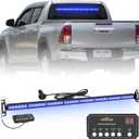 XRIDONSEN 35 inch Traffic Advisor Light Bar 48 LED Strobe Lights Blue Emergency Safety Flashing Warning Lights Front/Rear Window w/Display Controller for Police Firefighter Ambulance Vehicles Trucks