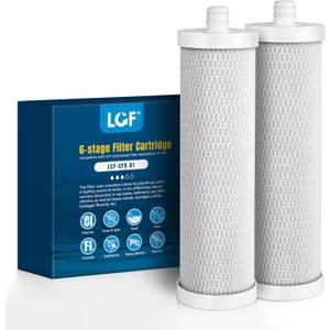 LCF Replacement Filter, Compatible with LCF-CF-01, Waterdrop Filter Replacement for WD-CTF-01 & WD-CTF-02 Systems, Replaces WD-CFF-01, 6-Stage,   Enhanced, 16,000 Gallons, 2-Pack