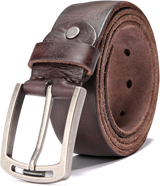 Men's 100% Italian Cow Leather Belt Men With Anti-Scratch Buckle,Packed in a Box 38 Inch