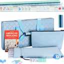 American Mahjong Set with Blue Carrying Bag and Accessories, 160 Acrylic 4 Layer Engraved Tiles, 4 All-in-One Transparent Rack/Pushers, 1.26 Mahjong Tile Set (Green), 20.47 x 3.15 x 9.64 inches