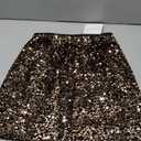 Women's Sequin Skirt Sparkle Stretchy Bodycon Mini Skirts Night Out Party, Size S, Black Gold 