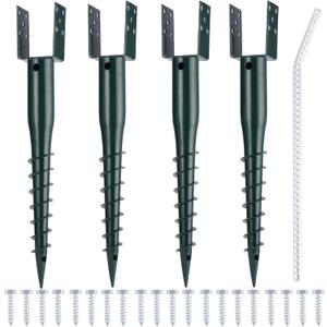 No Dig Ground Screw Anchor Spike 27 inch U Shaped Post Stake for Mailbox and Fence, Includes Lag Bolts & Rebar, Fits Standard 4x4 (3.5" X 3.5" Inch) Post.