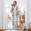 29-40 Inch Baby Gate for Doorways, Auto Close Dog Gates Indoor, Easy Walk-Thru Door for Stair, No Drilling Pressure Mounted Pet Door, Babies/Kids Safety Essentials Indoor, White