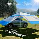JOYTUTUS Versatile Vehicle Awning with 3 Removable Sides, Large Car Awning 11.5FT * 7.9FT, UV50+ and Waterproof PU2000mm Truck Canopy, SUV Camping Sunshade with 8 Storage Pockets, Gray Blue