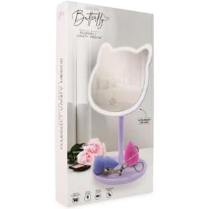 Puurrfect Mirror Gifts, Cute Cat Ears Shape Mirrors Makeup with LED Lights Touch Control (Violet) Purple. Smart Touch.