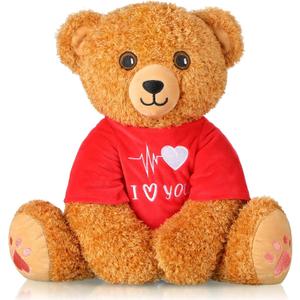 Chalyna Valentine's Day Bear 16 Inch Bear Stuffed Animals Plush Stuffed Bear Plush Toy for Girlfriend Romantic Plush Bear for Birthday Wedding Anniversary Presents(Heart)