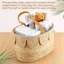 Baby Diaper Caddy Organizer Scalloped Rattan Basket with Handle and Removable Divider Diaper Caddy Basket Handmade Wicker Woven Scalloped and Nursery Storage for Baby Shower Gifts Newborn