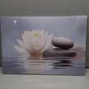 LZIMU Zen Wall Art Lotus Flowers Stones on Water Pictures Water Lily Canvas Prints Bathroom Decor Spa Artwork for Yoga Studio Meditation Spiritual Room Framed (Zen-1, 16.00"x24.00")