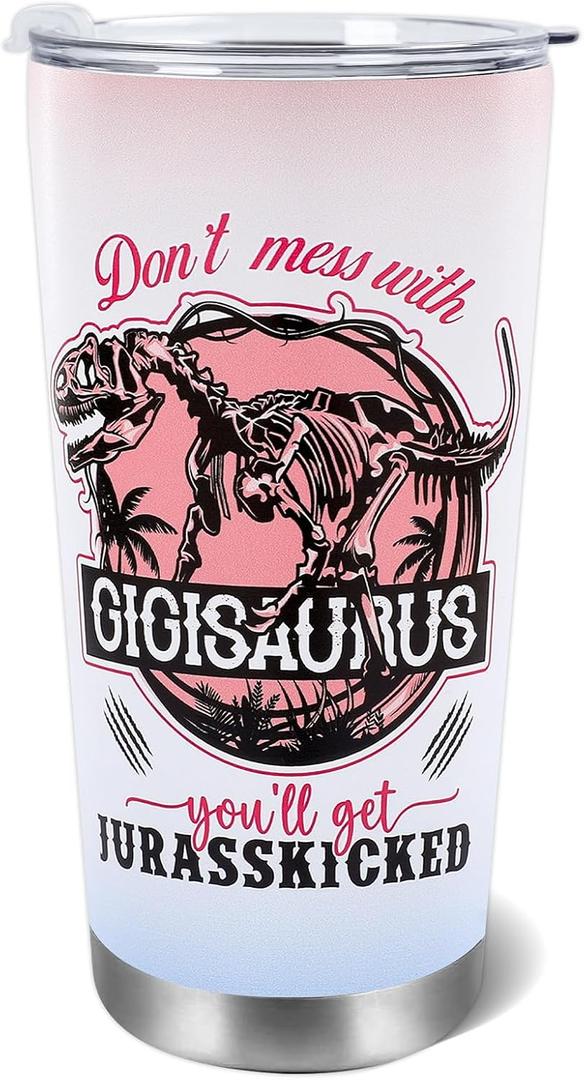 Gigi Gifts for Grandma - 20 OZ Gigi Tumbler Funny Dinosaur Insulated Cup Keeps Drinks Cold or Hot, Christmas Birthday Gifts for Nana Grammy Meemaw