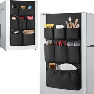 Dorm Room Essentials Mini Fridge Storage, 14 Pockets and Paper Goods Organizer, Dorm and Office Over the Fridge Caddy Organizer, College Essentials Flatware Storage Organizer - Black (63IN) Dorm Room Essentials Mini Fridge Storage, 14 Pockets and Paper Goods Organizer, Dorm and Office Over the Fridge Caddy Organizer, College Essentials Flatware Storage Organizer - Black (63IN)