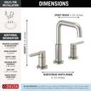 Delta Faucet Nicoli Widespread Bathroom Faucet Brushed Nickel, Bathroom Faucet 3 Hole, Bathroom Sink Faucet, Drain Assembly, Stainless 35849LF-SS