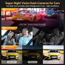 3 Channel 4K Dash Cam Front Rear and Inside with 5G WiFi & APP Control, 4K/2.5K+1080P+1080P Dashcam for Car, Dash Camera with 64GB Card, 24H Parking Monitor, Night Vision, Loop Recording, G-Sensor