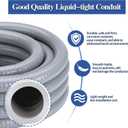 1 Inch 100 FT Liquid-Tight Conduit and Connector Kit Non Metallic Flexible Conduit Electrical Kit - 5 Straight and 3 Angle Fittings Included for Electrical Wiring