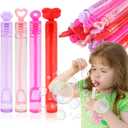 CCINEE 40pcs Spring Bubble Wands for Kids, Mini Bubbles Pink Party Favors Serving Bulk Heart Bubble Wands Spring Outing Valentines Day Gifts Exchange School Rewards Bubble Sticks