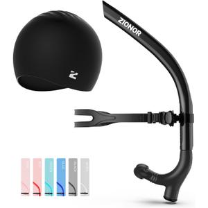 ZIONOR Snorkel for Lap Swimming with Swim Cap, Snorkeling Gear for Adults, Swimming Training in Pool and Open Water