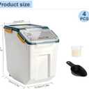 4Pack 50lb Flour Storage Container, Large Rice Container, Blue