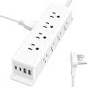 ANNQUAN 40W Fast Charging Under Desk Power Strip,12 Outlet Mountable Power Strip with 4 USB,1200J Surge Protection,6FT Flat Extension Cord (20W_White)