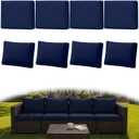 8Pcs Outdoor Couch Cushion Covers with Zipper, Water-Resistant Patio Cushion Covers, Max Compatible 24x24x3.15 Inch Patio Cushion, Full Coverage, Non-Stretch, UV-Resistant, Only Cover