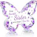Sister Birthday Gifts, Christmas Mothers Day Birthday Gifts Ideas for Sisters, Christmas Gift for Sister from Sisters, Purple Butterfly-Shaped Acrylic Keepsake Decorations