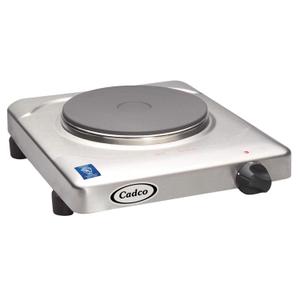 Cadco KR-S2 11-1/2" Electric Portable Countertop Hot Plate, (1) Cast Iron Burner for Restaurant Hotel Food Truck Concession Kiosk, Stainless Steel, 120v