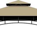 Grill Gazebo Replacement Top, 5 * 8 Outdoor BBQ Top Cover, Double Layer BBQ Gazebo Top Canopy for Model #L-GG001PST-F (Khaki)