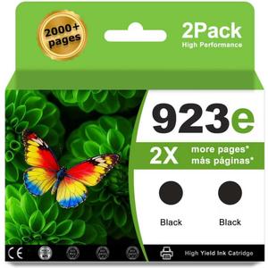 923XL 923e Black Ink Cartridges Compatible for HP 923 Black Ink combo pack work with HP 8125e printer 8130e OfficeJet Pro 8132e 8134e 8120e 8135e 8139e 8122e 8124e 8138e Printer ink(2 Pack)