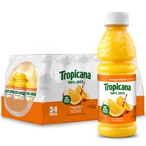 Tropicana 100% Juice Orange Blend, Single Serve, 10 fl oz Bottles (Pack of 24) - Real Fruit Juice, Vitamin C Rich, No Added Sugars, No Artificial Flavors (EXP 10/18/26)