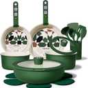 CAROTE 19Pcs Ceramic Cookware Set, Pots and Pans Set Non stick, Non Toxic Cookware Detachable Handle, Kitchen Cooking Set - Induction Cookware, Dishwasher/Oven Safe, PFAS Free, Green