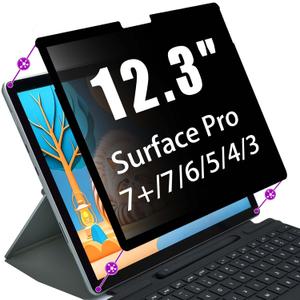 Privacy Screen Protector for Microsoft Surface Pro 4/5/6/7-12.3 Inch - Anti-Spy Filter with Blue Light Blocking - Removable, Reusable, Bubble-Free Installation