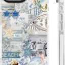 For iPhone 16e & iPhone 17e Case [Military-Grade Drop Protection/Salty TPU Protective/Camera Control/Girls Teens] - Tropical Blue Beach Collage Pattern with Coastal Summer Vibe