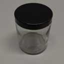 Vivaplex, Clear, 8 ounce, Round Glass Jars, with Black Lids - 8 pack