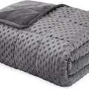L'AGRATY Weighted Blanket for Adult - 48"x72" 15lbs Minky Dots Heavy Blanket with Glass Beads Soft Breathable for All-Season Summer Fall Winter Thick Comfort for Sleeping