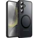 EUAGVQY Case for Samsung S24 Plus,Tempered Glass Film Crystal Acrylic Back+Flexible TPU Case,Bumper Shockproof Anti-Fingerprint,Protective Phone Cover for Samsung Galaxy S24 Plus,Black