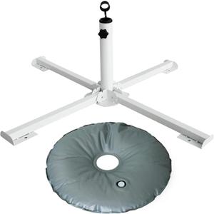 Foldable Portable Beach Umbrella Stand-Portable Patio Umbrella Base Holder, Outdoor Sunshade Anchor, with Weight Bag, Rust Free Tempered Iron Umbrella Stand for Courtyard, Garden, Beach, Grass