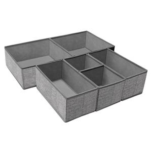 Foldable Underwear Drawer Organizer, Closet Dividers, Storage Box for Clothes, Socks (6 Bins, Gray)