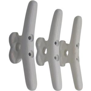 Wowser Rustic Weathered White Cast Iron Boat Cleat Wall Hooks, Nautical Home Dcor, 4.75 Inches, Set of 3