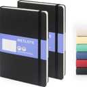 Hardcover Lined Journal Notebook 2 Pack, A5 Notebook College Ruled Writing Journals 208 Pages, Large Lined Notebooks for Women Men School College Office Journaling, Hardcover A5 Journal Set (Black)