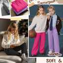 4 Pack Girls' Wide Leg Pants Drawstring Baggy Sweatpants Teen Loose Open Bottom Joggers with Pockets, XS