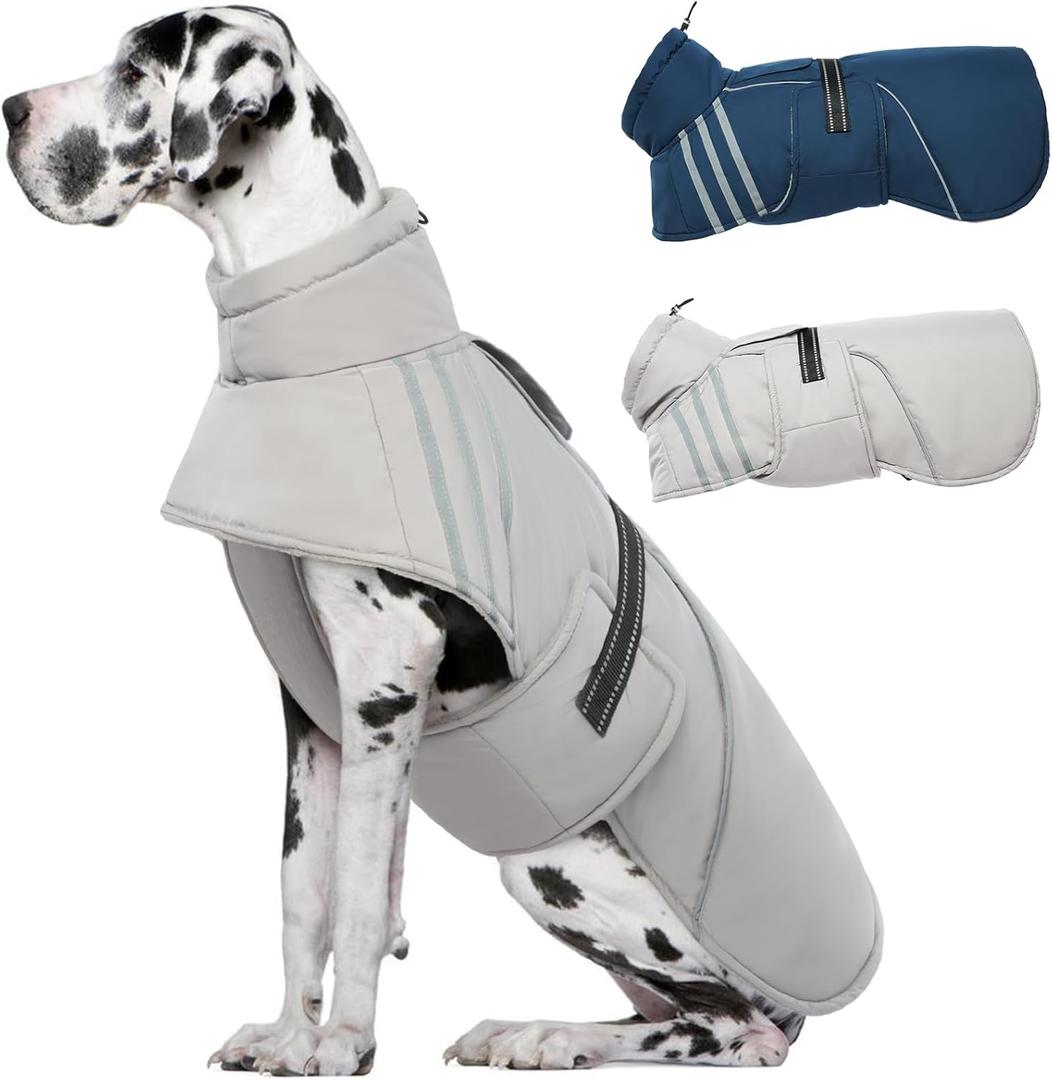 Warm Dog Coat, Reflective Adjustable Dog Jacket, Furry Turtleneck Winter Coat Thicken Dog Fleece Vest, Waterproof Windproof Dog Cold Weather Coats with Buckle for Puppy Small Medium Large Dogs (Apricot)