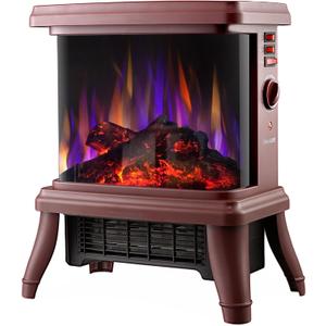 18 Panoramic Window 1500W/1650W Electric Wood Stove Fireplace with Flame Effect, 4 in 1 Freestanding Indoor Space Heater. 3S of Rapid Heat. Fully Curved 3D Panoramic Flame Effect,Red Brown 18 Panoramic Window 1500W/1650W Electric Wood Stove Fireplace with Flame Effect, 4 in 1 Freestanding Indoor Space Heater. 3S of Rapid Heat. Fully Curved 3D Panoramic Flame Effect,Red Brown
