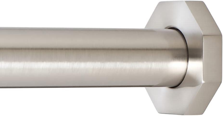 Ivilon Tension Curtain Rod - Hexagonal Spring Tension Rod for Windows or Shower, 24 to 36 Inch, Brushed Nickel