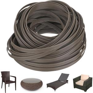 M METERXITY Wicker Repair Kit, 100Ft Plastic Flat Rattan Replacement Supplies Material for Patio Furniture Repair/Basket Making/Chair Weaving, Synthetic Woven Rattan [Light Black]