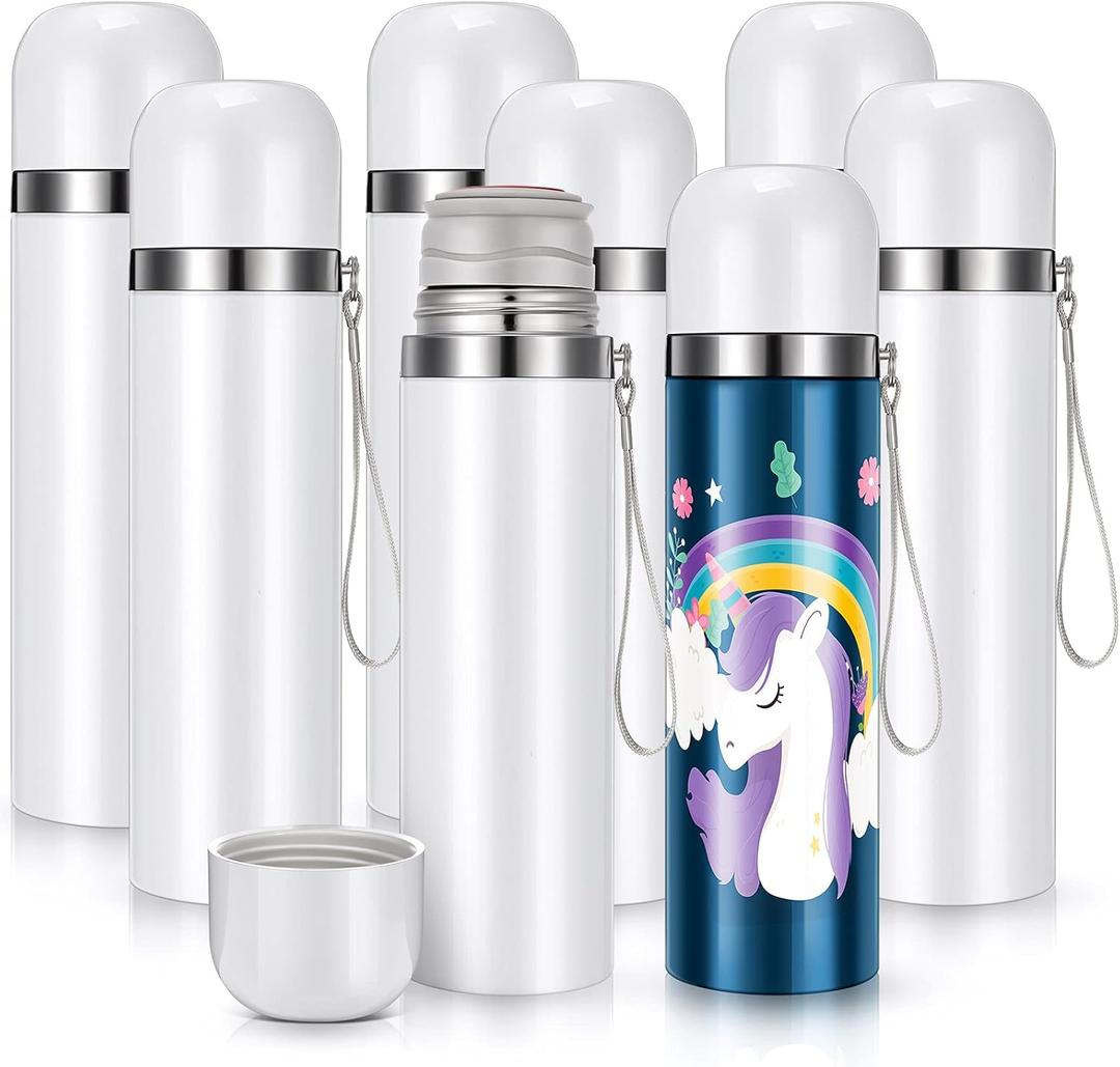 Geiserailie 18 Oz Sublimation Tumblers Vacuum Insulated Cups with Lid Blank White Stainless Steel Tumblers for Sublimation DIY Coffee Travel Mug for Office Travel Outdoors(8 Pieces)