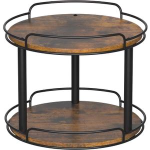 LAMU 12'' Wood Lazy Susan Turntable Organizer for Cabinet, 2 Tier Lazy Susan Spice Rack Organizer for Kitchen, Table Top, Countertop, Pantry, Bathroom