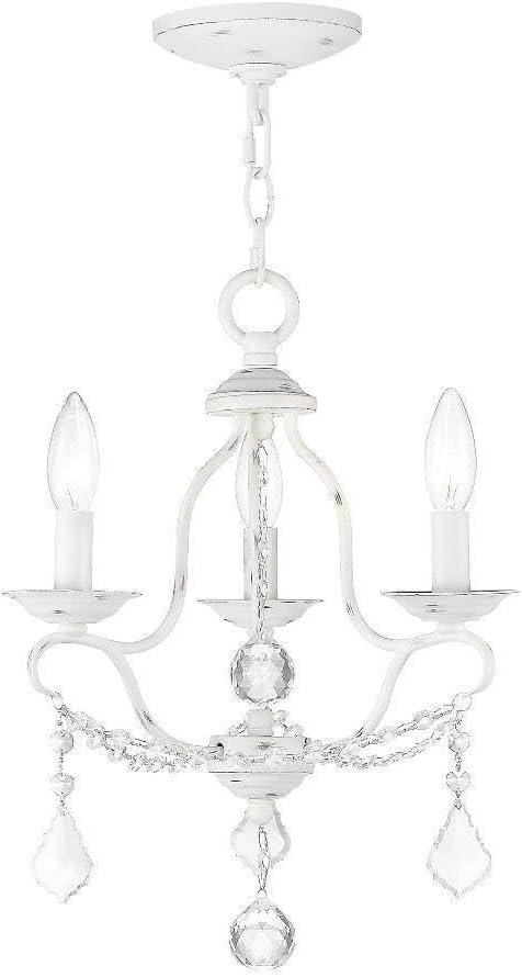 Livex Lighting 6423-60 Chesterfield 3 Light Mini Chandelier, Antique White